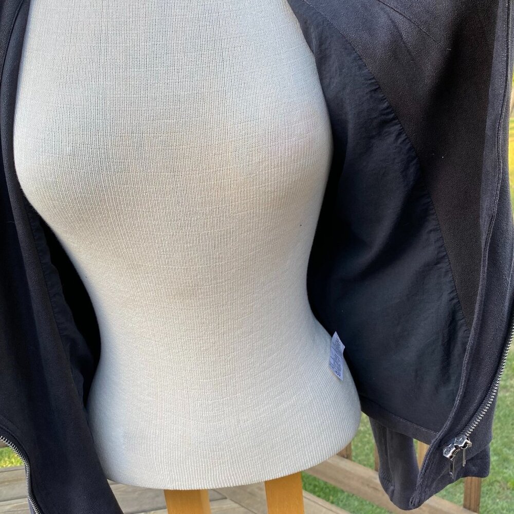 Miilla Faux Suede Jacket Asymmetrical Zipper Women's Small Moto Black - Picture 11 of 12